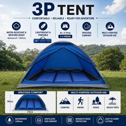 3-Person Camping Tent – Waterproof & Lightweight