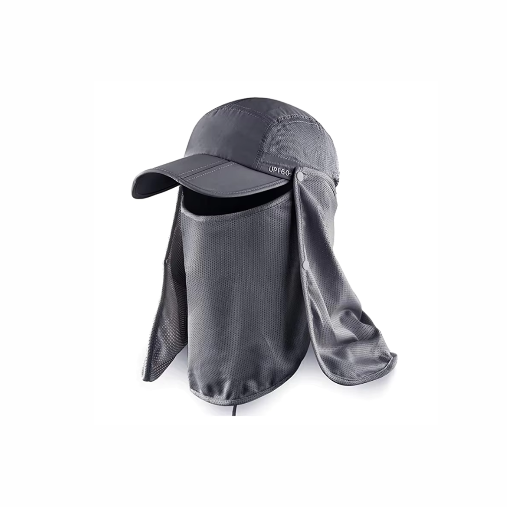 Sun Protection Cap with Face Mask & Neck Flap – UV Protection Hat for Hiking & Outdoor Travel