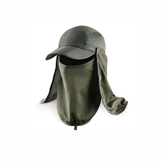 Sun Protection Cap with Face Mask & Neck Flap – UV Protection Hat for Hiking & Outdoor Travel