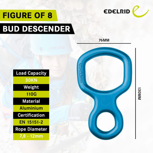 Edelrid Figure of 8 Bud Royal – Durable Belay & Rappel Device for Climbing, Canyoning & Rescue