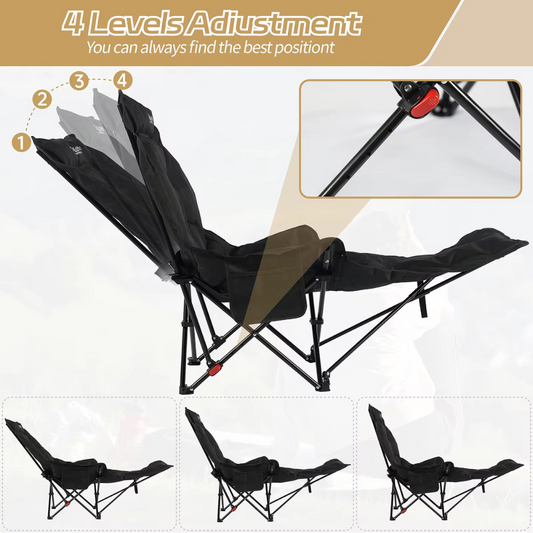Foldable Bucket Chair with Leg Extension – Portable Reclining Outdoor Chair for Camping, Trekking & Travel