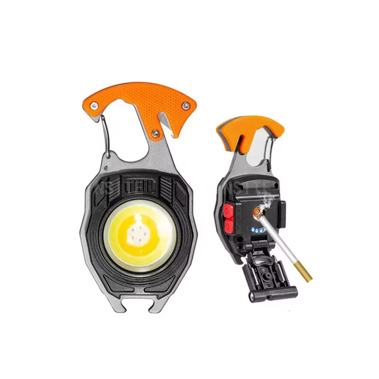 Multifunctional Flashlight – Mini Keychain COB Work Light for Outdoor Adventure – Light, Power & Fire in One!