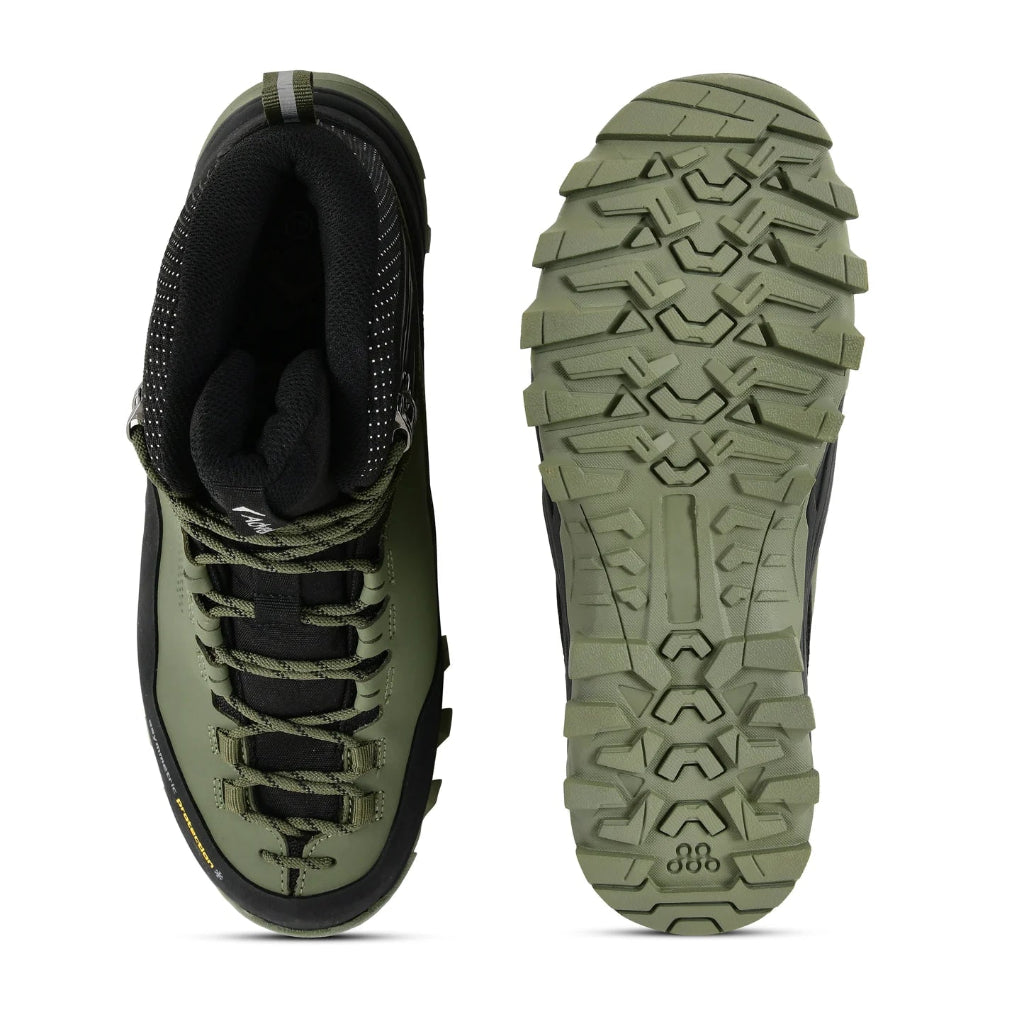 Adventra Men’s Waterproof Mid-Top Hiking Shoes WH1106 Green | 3M Insulated Trekking Boots with Anti-Slip Grip