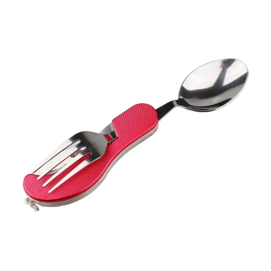 Portable & Foldable Spoon Fork Knife Set with Bottle Opener – Multifunctional Camping Cutlery