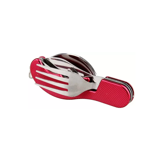 Portable & Foldable Spoon Fork Knife Set with Bottle Opener – Multifunctional Camping Cutlery