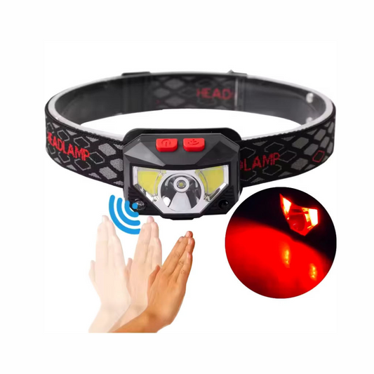 Rechargeable COB LED Head Torch – Motion Sensor Headlamp for Camping, Hiking & Outdoor Work