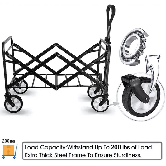 Camping Wagon Cart – Foldable, Heavy-Duty Utility Trolley for Outdoor Adventures, Beach, Garden & Travel