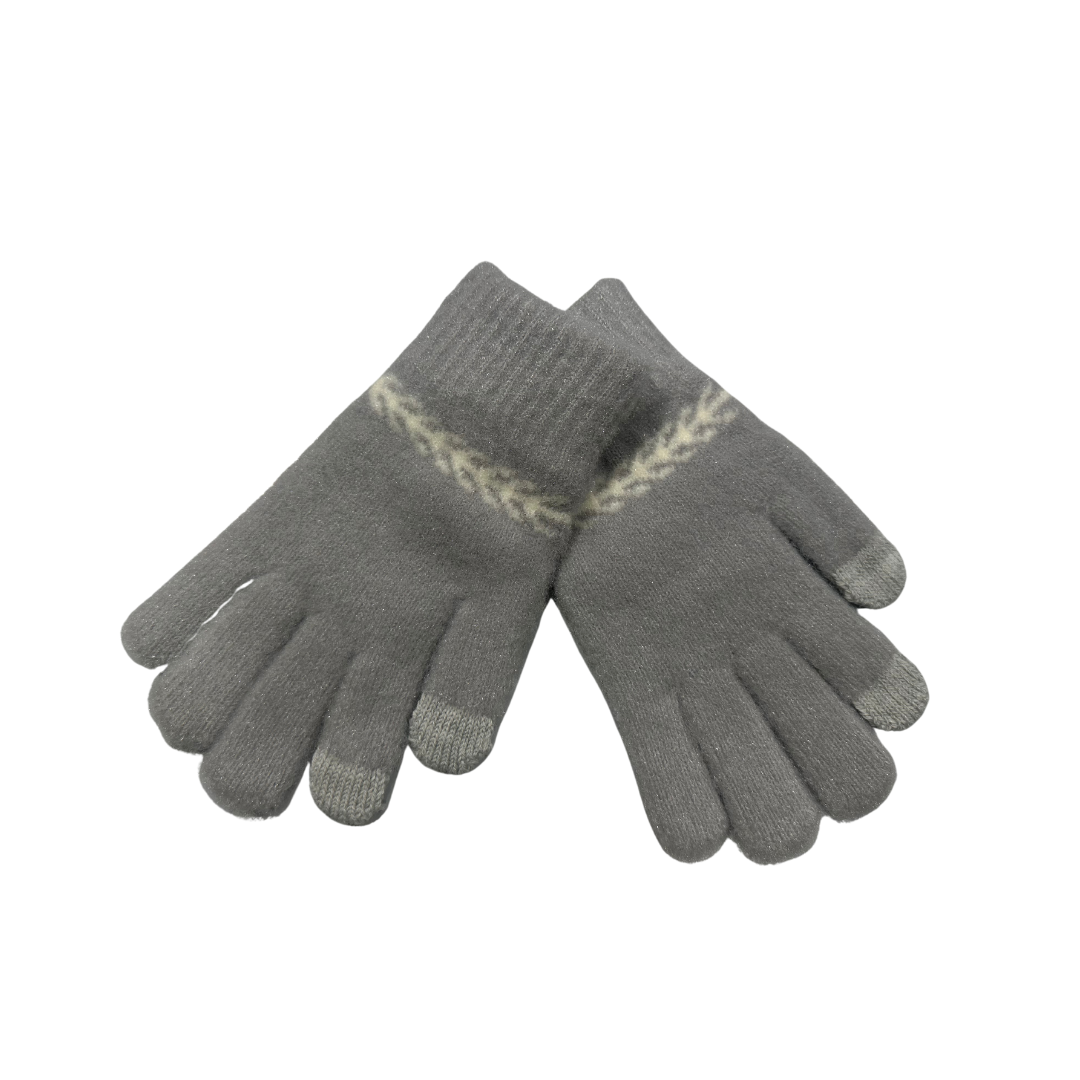 Plain Woollen Winter Gloves with Leaf Wrist Design – Soft, Warm & Elegant Gloves for Men & Women