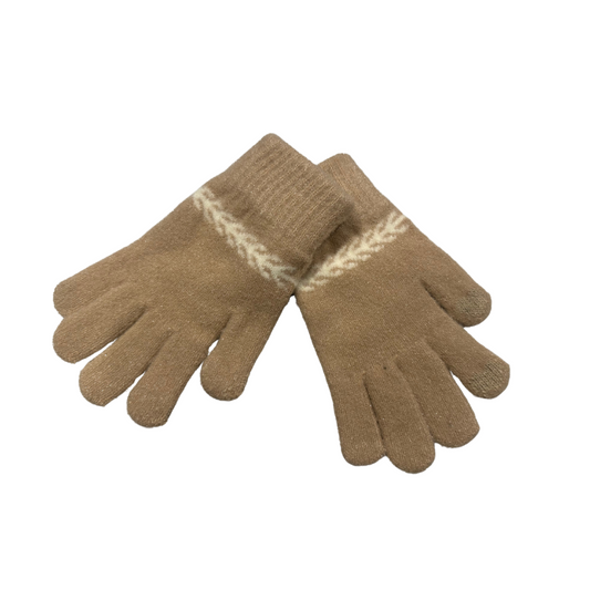 Plain Woollen Winter Gloves with Leaf Wrist Design – Soft, Warm & Elegant Gloves for Men & Women