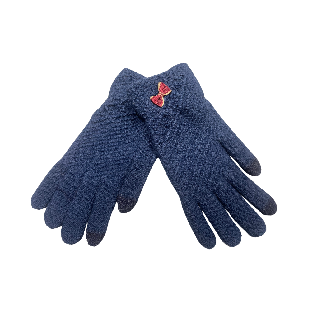 Bow Woollen Gloves – Cute, Warm & Stylish Winter Gloves for Women