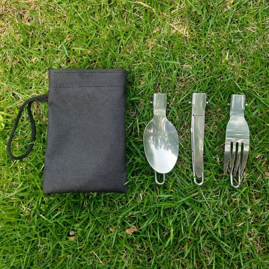 Foldable Stainless Steel Spoon, Fork & Knife Set