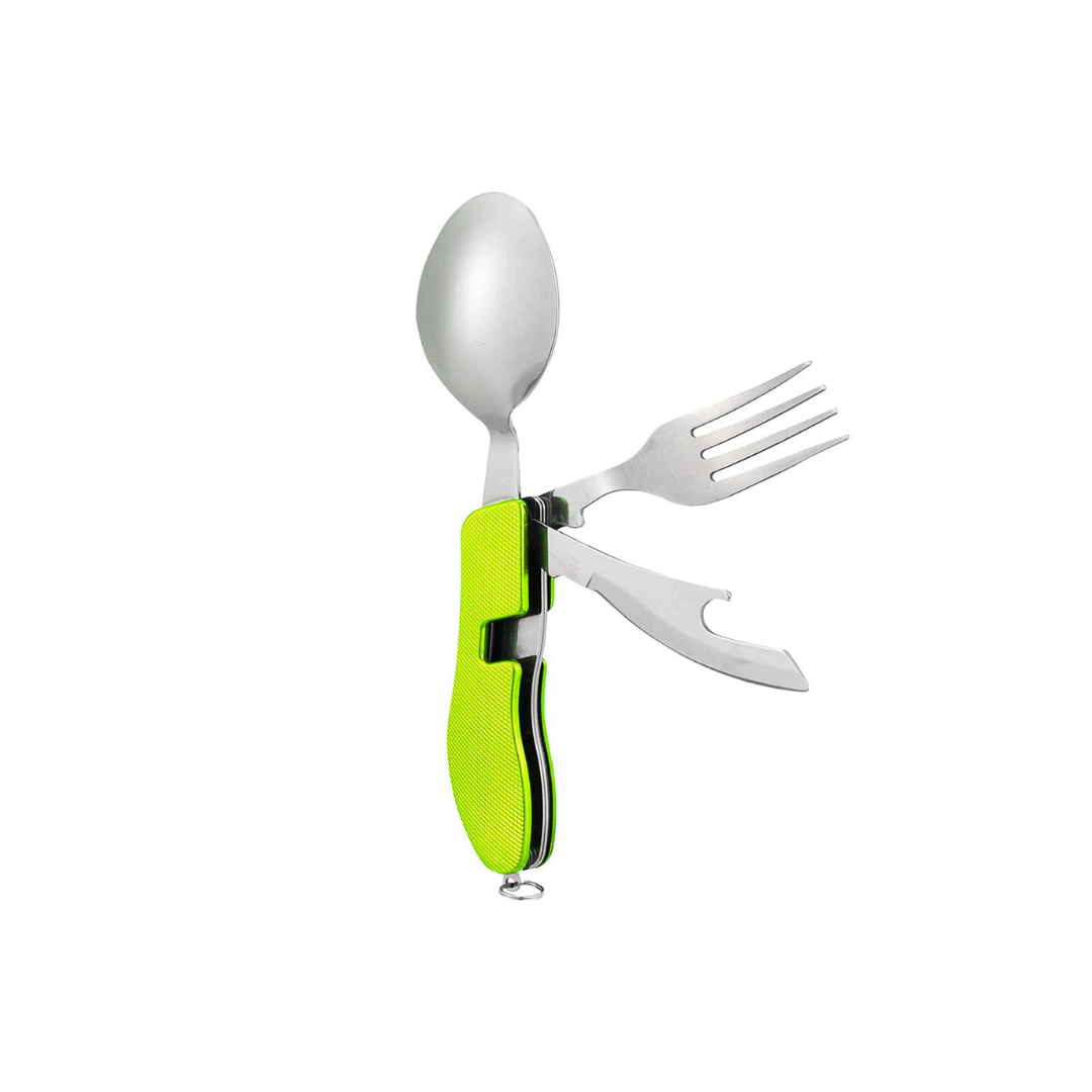 Portable & Foldable Spoon Fork Knife Set with Bottle Opener – Multifunctional Camping Cutlery