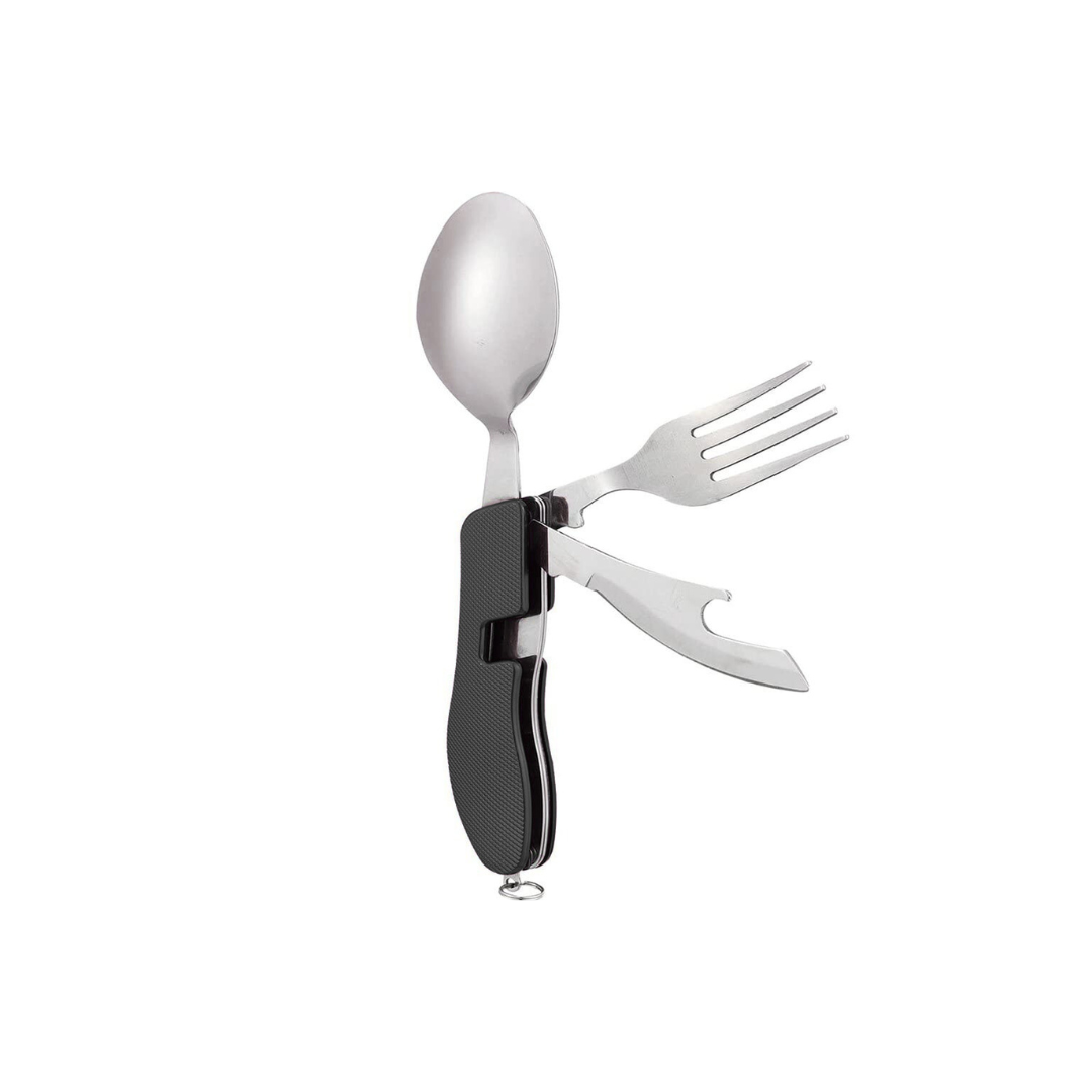 Portable & Foldable Spoon Fork Knife Set with Bottle Opener – Multifunctional Camping Cutlery