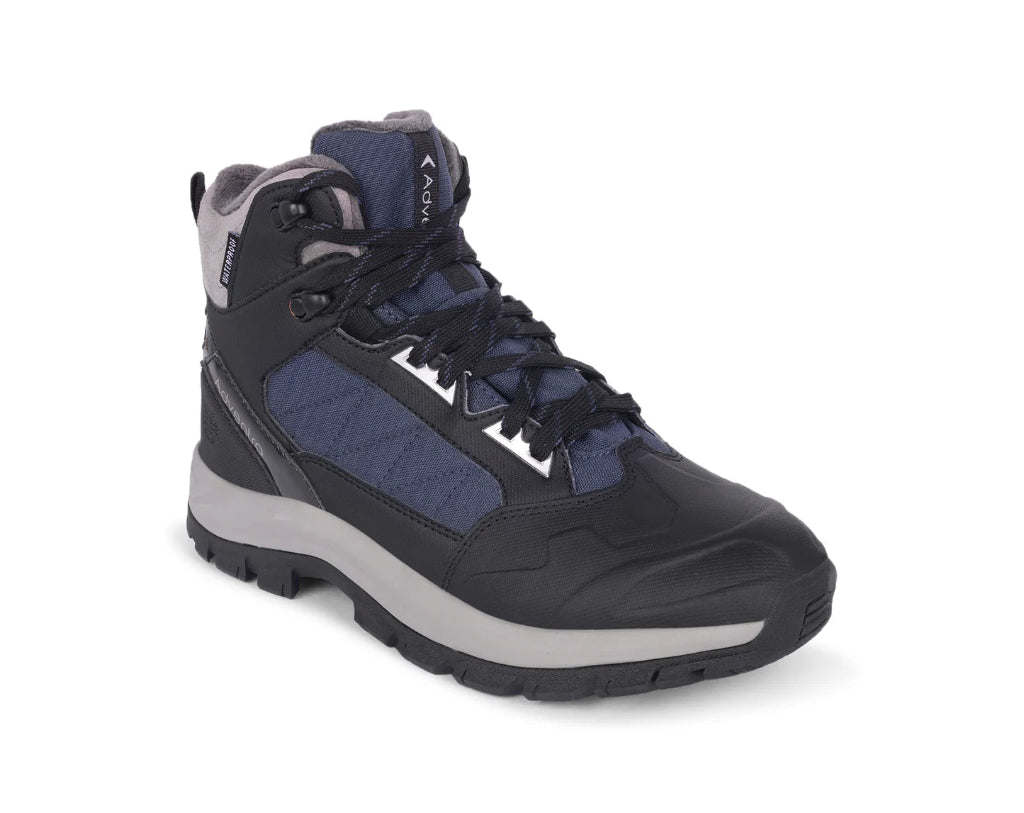 Adventra Men’s Waterproof Mid-Top Hiking Shoes WH1104 Dark Blue | 3M Insulated Trekking Boots with Anti-Slip Grip