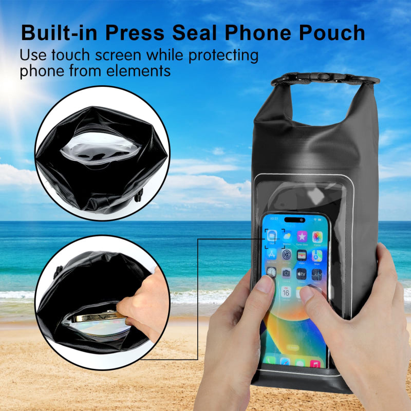 2L Waterproof Dry Bag with Transparent Phone Window | Waterproof Travel & Outdoor Storage Bag