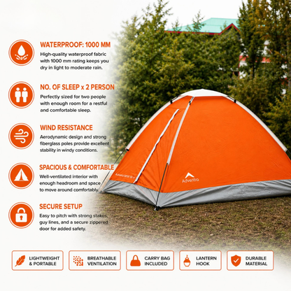 2-Person Camping Tent with UV Protection & Waterproof Flysheet