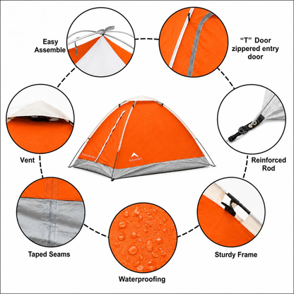 2-Person Camping Tent with UV Protection & Waterproof Flysheet