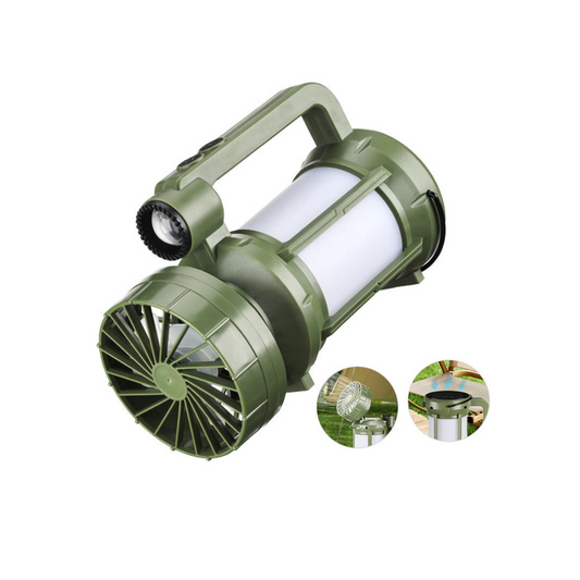 Solar Powered Camping Light – 2400mAh Rechargeable LED Lantern with USB & FAN for Outdoor Adventures