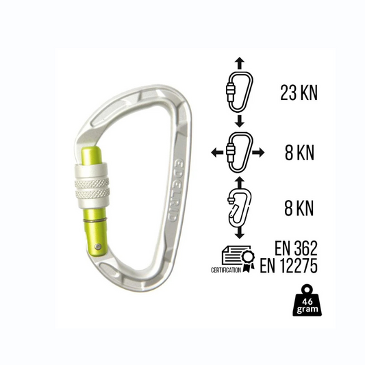 Edelrid Pure Screw Locking Carabiner – Silver Lightweight HMS Connector for Climbing & Belaying (EDE-055)