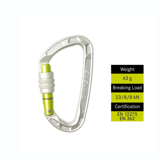 Edelrid Pure Screw Locking Carabiner – Silver Lightweight HMS Connector for Climbing & Belaying (EDE-055)