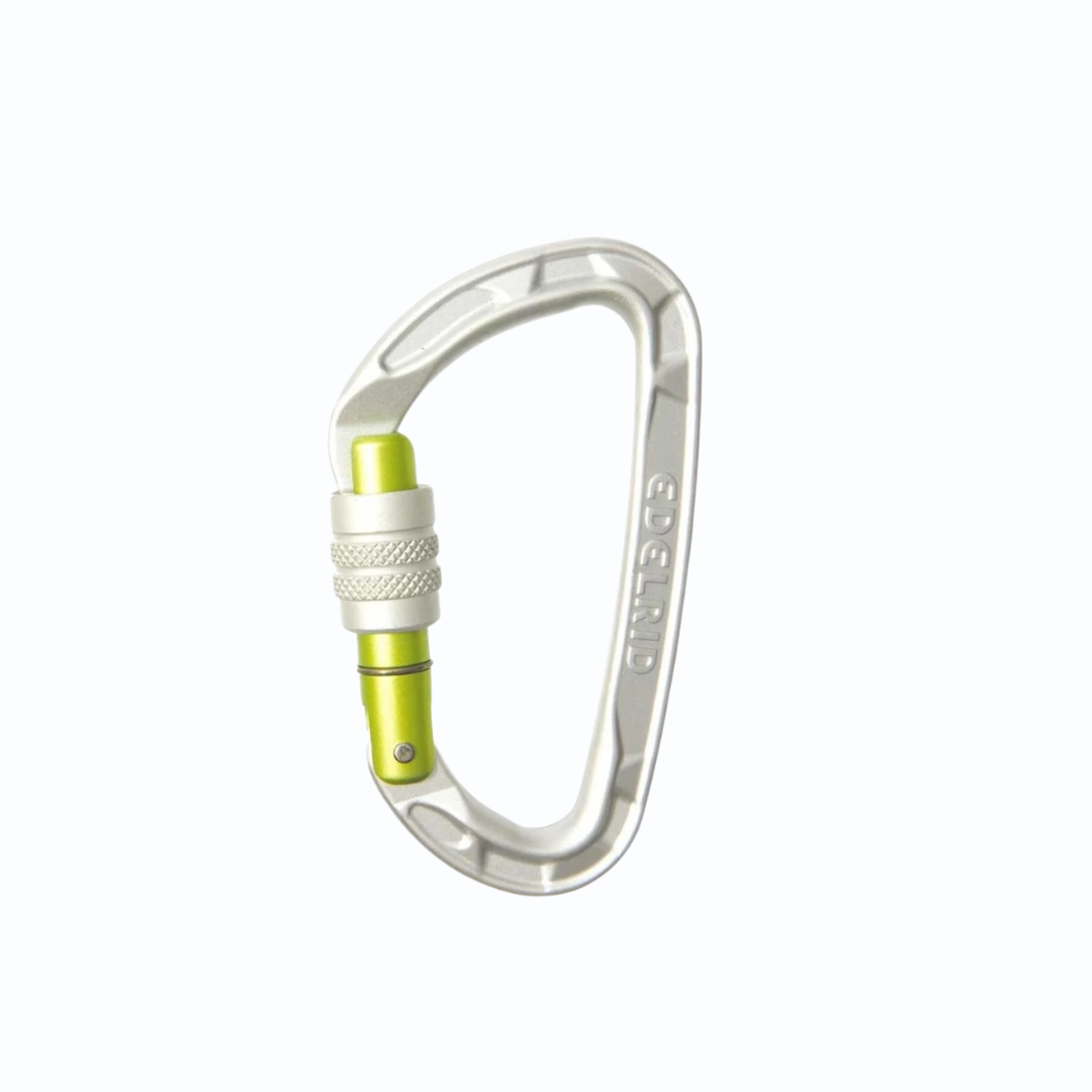 Edelrid Pure Screw Locking Carabiner – Silver Lightweight HMS Connector for Climbing & Belaying (EDE-055)
