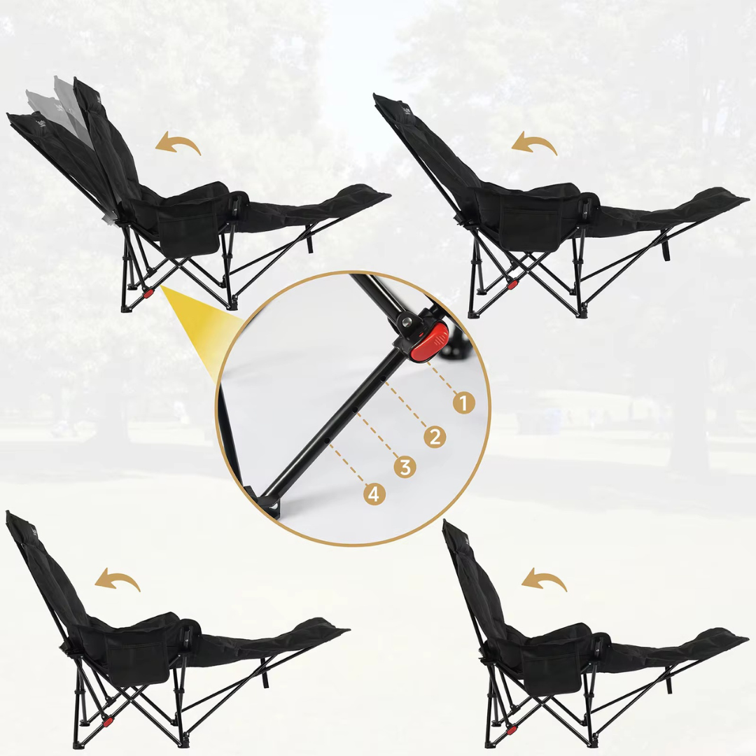 Foldable Bucket Chair with Leg Extension – Portable Reclining Outdoor Chair for Camping, Trekking & Travel