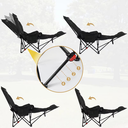 Foldable Bucket Chair with Leg Extension – Portable Reclining Outdoor Chair for Camping, Trekking & Travel