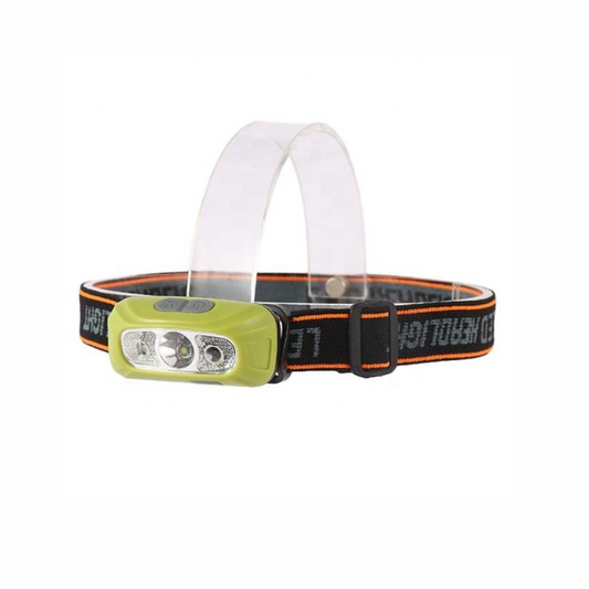 Mini COB Rechargeable LED Headlamp – Portable Wave Sensor Head Torch with 3 Light Modes & ABS Body Flashlight for Camping, Hiking & Trekking