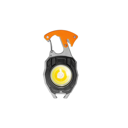 Multifunctional Flashlight – Mini Keychain COB Work Light for Outdoor Adventure – Light, Power & Fire in One!