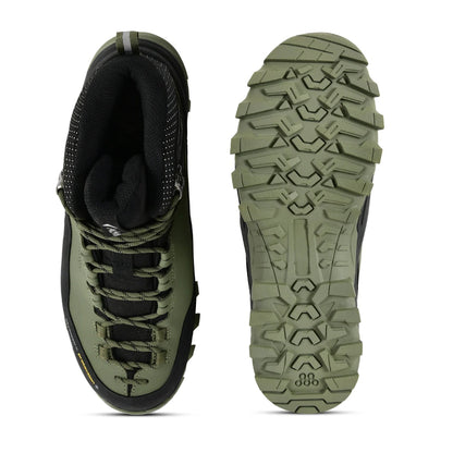 Adventra Men’s Waterproof Mid-Top Hiking Shoes WH1106 Green | 3M Insulated Trekking Boots with Anti-Slip Grip