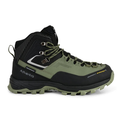 Adventra Men’s Waterproof Mid-Top Hiking Shoes WH1106 Green | 3M Insulated Trekking Boots with Anti-Slip Grip