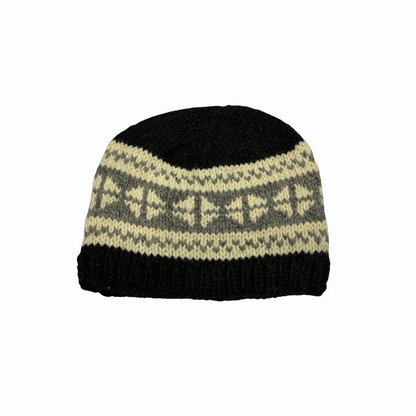 Pure Wool Patterned Cap – Warm & Stylish Knitted Winter Beanie for Men & Women