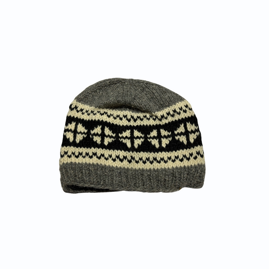 Pure Wool Patterned Cap – Warm & Stylish Knitted Winter Beanie for Men & Women