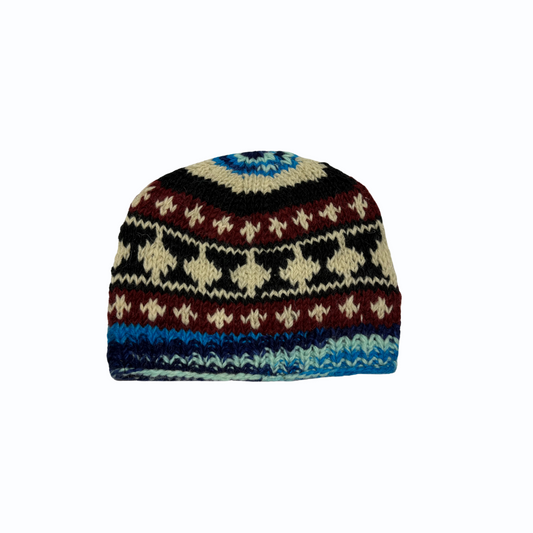 Pure Wool Patterned Cap – Warm & Stylish Knitted Winter Beanie for Men & Women