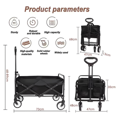 Camping Wagon Cart – Foldable, Heavy-Duty Utility Trolley for Outdoor Adventures, Beach, Garden & Travel