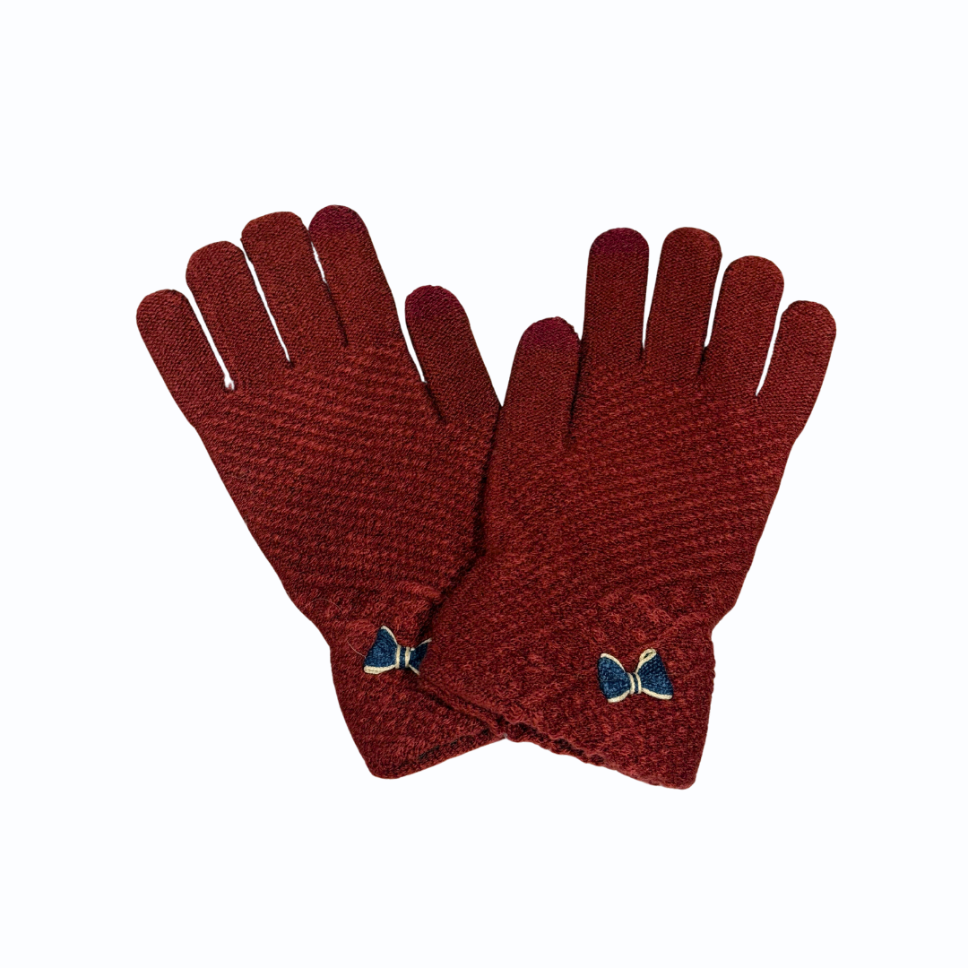 Bow Woollen Gloves – Cute, Warm & Stylish Winter Gloves for Women