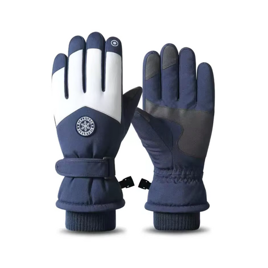 White and Navy Waterproof Gloves for winter