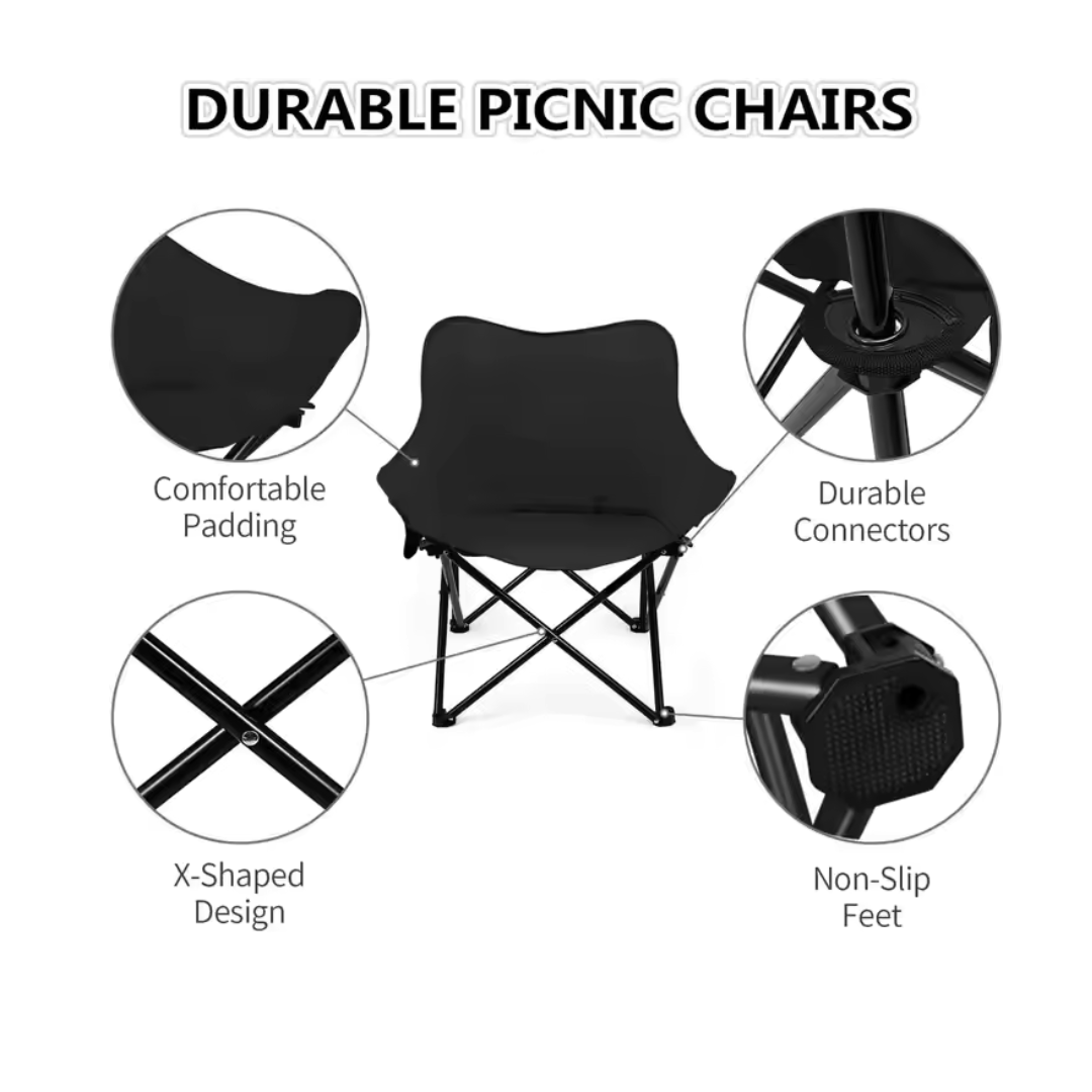 Portable Camping Bucket Chair with Side Pocket – Compact & Foldable Outdoor Seat for Camping, Trekking & Travel