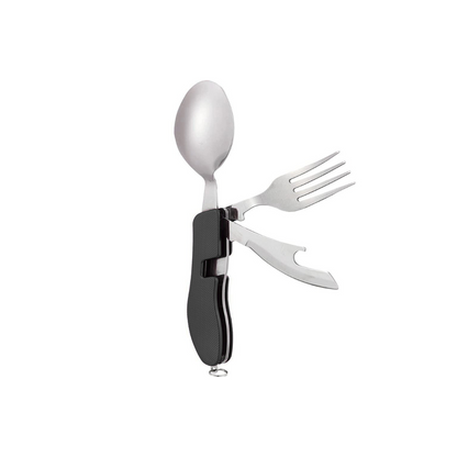 Portable & Foldable Spoon Fork Knife Set with Bottle Opener – Multifunctional Camping Cutlery